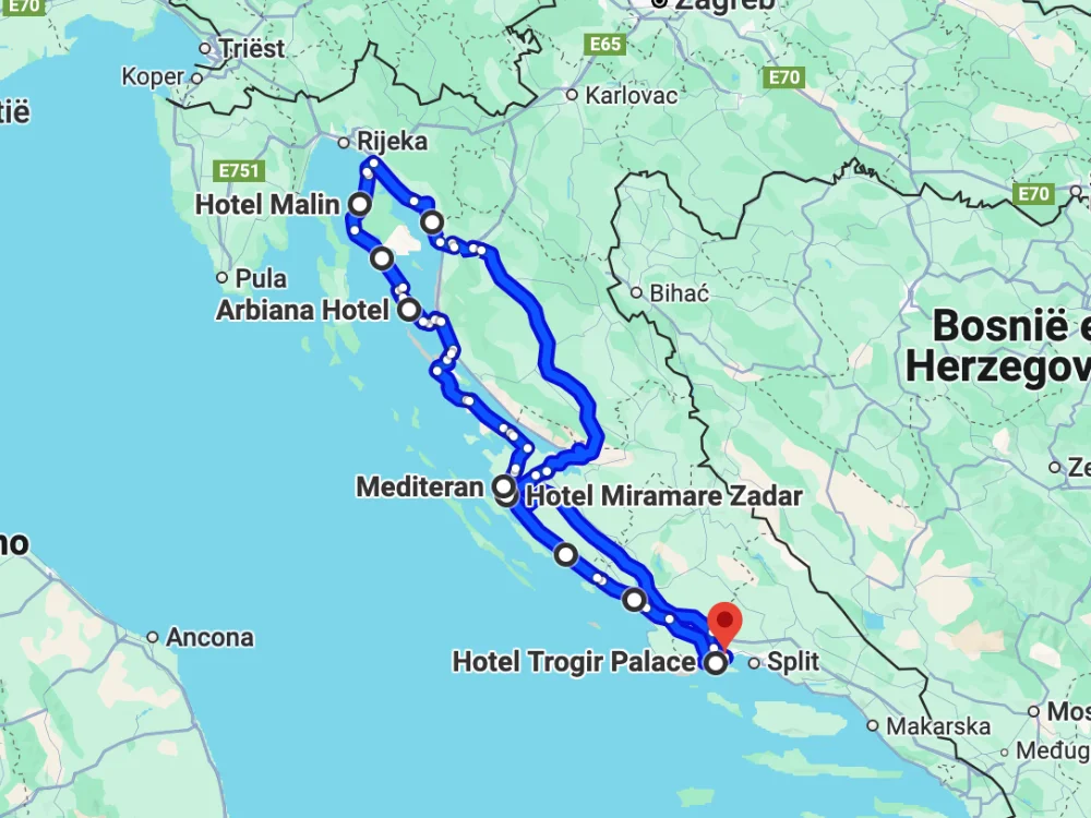 Culturele rondreis Kroatie |  route 